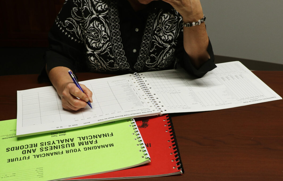 A person working on financial paperwork