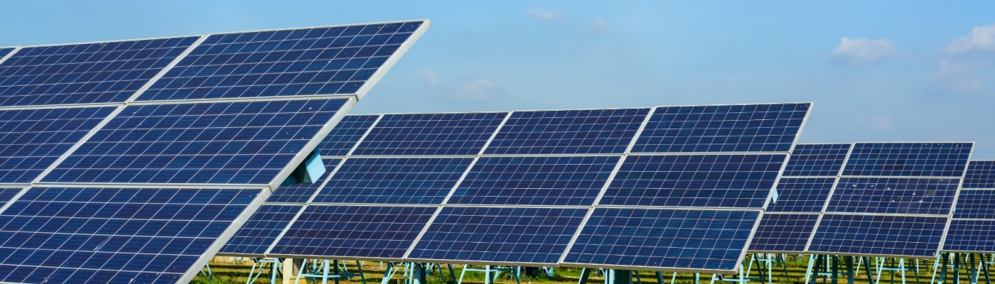 Solar panels in farm field