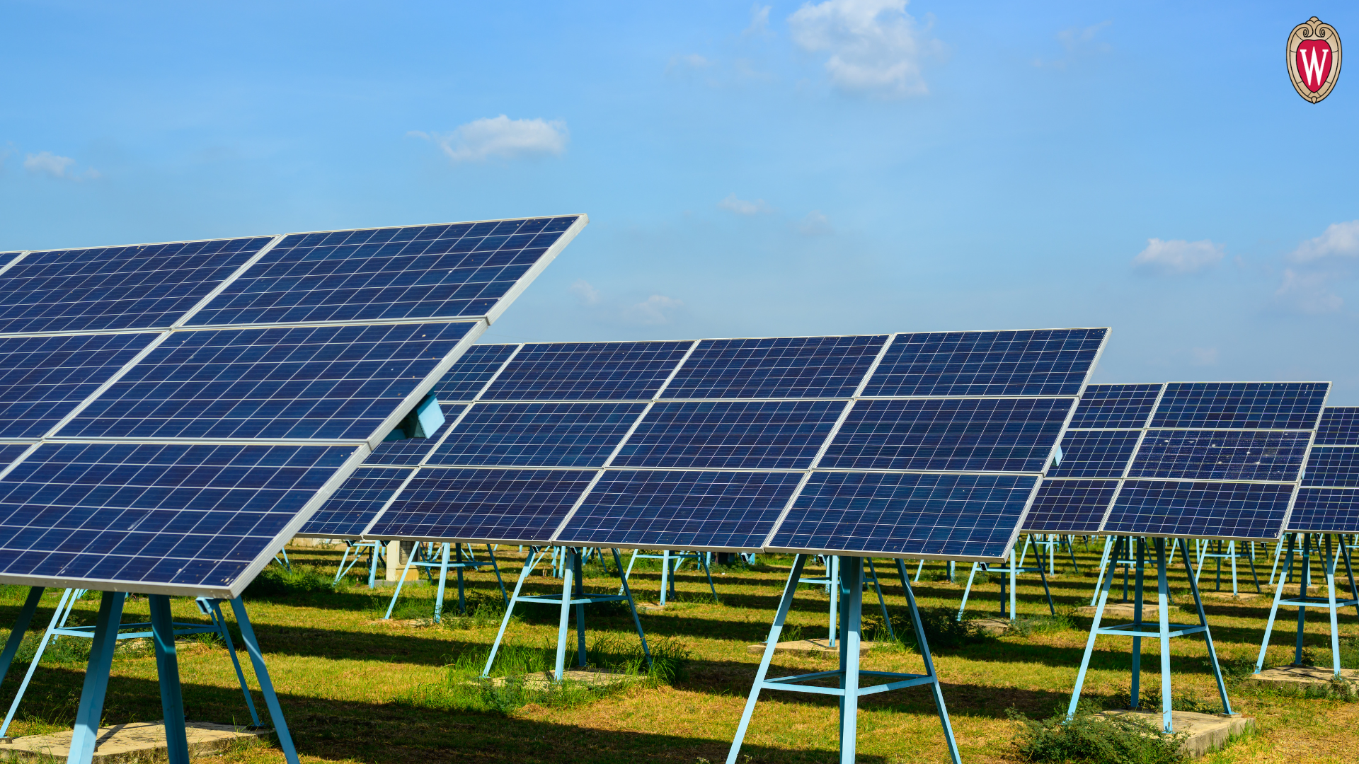 Solar panels in farm field